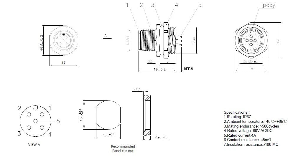 M12/PG9 Connector Pin